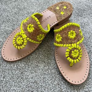 Jack Rogers Cork and Chartreuse Sandal